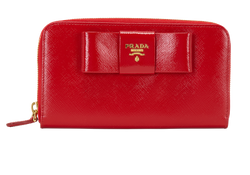 Prada Bow Wallet, Saffiano, Red, MII, 3*